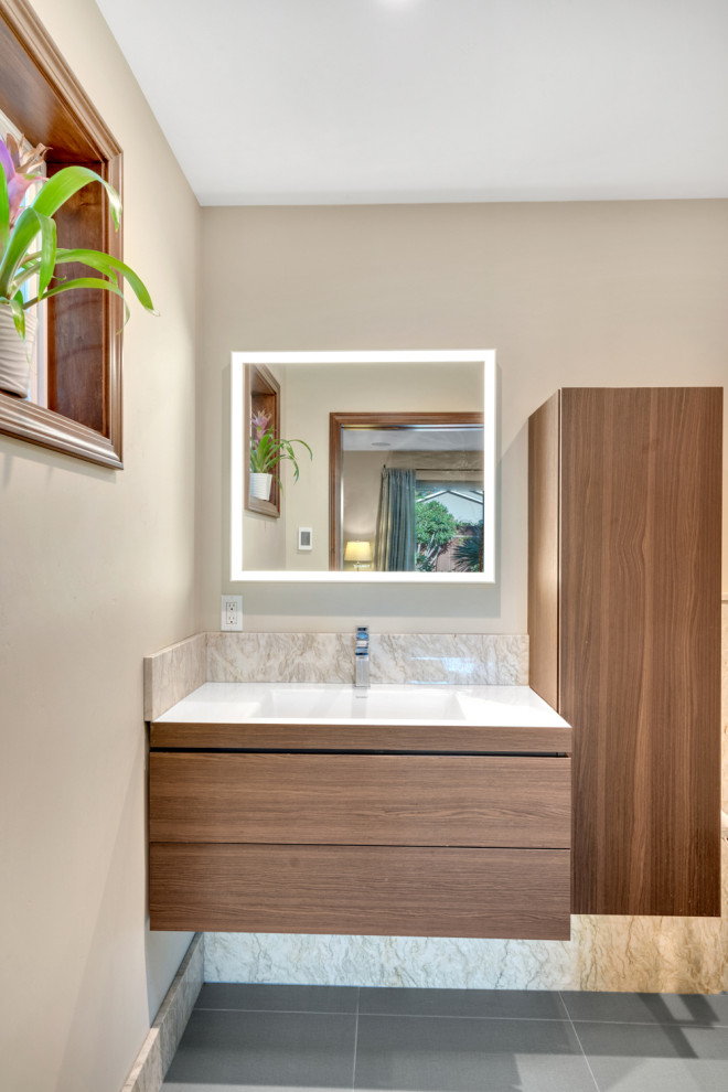 Contemporary California Living Room and Bathroom Remodel